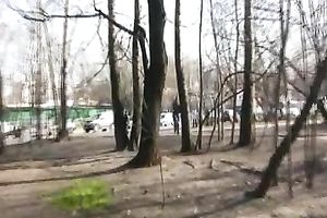 Just a cute Russian brunette hair in public pees in her panties