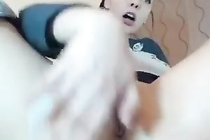 Super slutty legal age teenager with tasty mounds finger copulates her fur pie with excitement