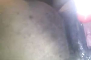 Pounding my dark cum-hole with a dildo in homemade scene