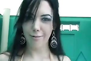 This immodest brunette hair can't live without fooling around in front of a camera
