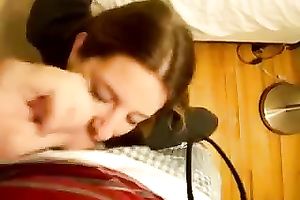 My palatable dark-haired bitch receives protein facial mask