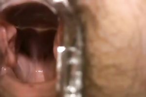 Showing the inside of my white slim Married slut with a speculum