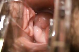 Showing the inside of my white slim Married slut with a speculum