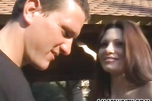 Very sexy non-professional girlfriend outdoor act with jizz flow