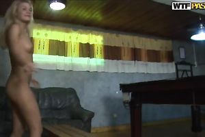 Captivating Russian legal age teenager in the sauna gives amazing oral-job