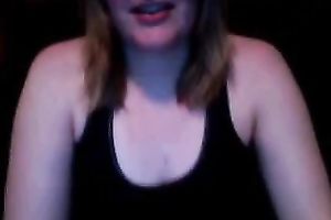 Warming up in front of webcam in advance of anal masturbation