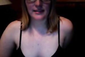 Warming up in front of webcam in advance of anal masturbation