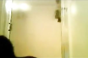 Skinny white dark brown girl looks perverted undressed on web camera