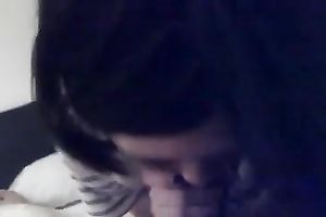 Horny Asian teen tries her superlatively good to milk my weenie dry in POV movie