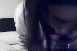 Horny Asian teen tries her superlatively good to milk my weenie dry in POV movie