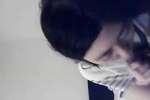 Horny Asian teen tries her superlatively good to milk my weenie dry in POV movie