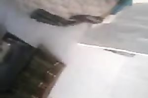 Skanky Indian mamma flashes her hairless bawdy cleft upskirt