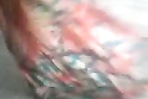 Skanky Indian mamma flashes her hairless bawdy cleft upskirt