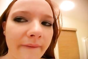 Petite brunette hair chick and her pierced bald twat