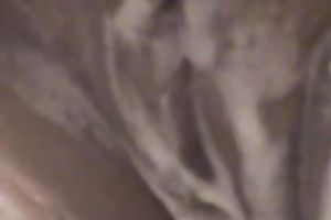 Wife of ally shaves her hairy fanny in the shower and pokes it with dildos