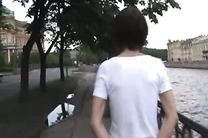 Just a slender Russian playgirl Oksana makes her jeans moist