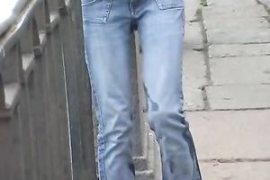 Just a slender Russian playgirl Oksana makes her jeans moist