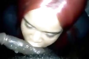 Chubby ebon sweetheart sucks my weiner and receives facialed hard