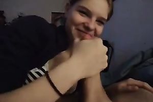 Cute sexy girlfriend is shy but still holding my dong with want