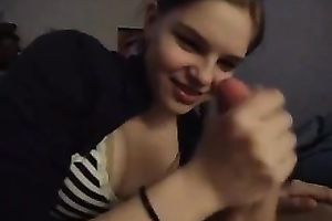 Cute sexy girlfriend is shy but still holding my dong with want