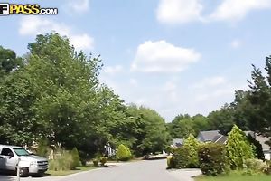 POV video with a lustful dark brown chick engulfing a hard cock