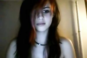 Webcam solo with my cute goth GF fingering her hairless snatch