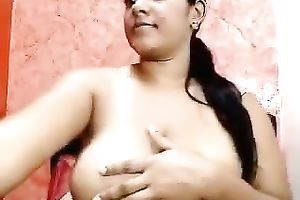 Amazing livecam solo with a huge-breasted gal playing with her wobblers