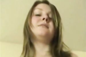 My naturally breasty girlfriend sucking and riding my prick