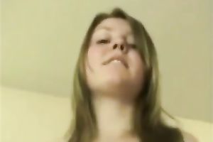 My naturally breasty girlfriend sucking and riding my prick