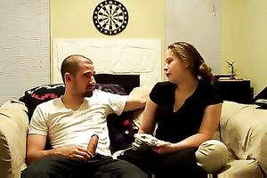 Cute legal age teenager girlfriend desires to distract me from movie games