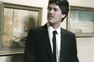 Voracious MILFs gives astonishing double oral in FFM trio retro porn episode