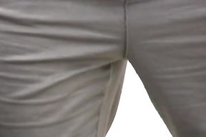 Chubby Russian short haired white wife pisses in her baggy pants