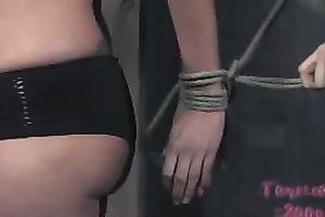 Unthinkably horny honey in red plaid petticoat is hogtied on the floor