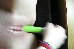 Small recent sex-toy is inserted in the bawdy cleft of my girlfriend