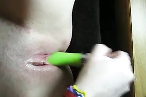 Small recent sex-toy is inserted in the bawdy cleft of my girlfriend