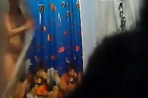 Hidden cam scene with my dark brown ex GF taking a shower