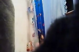 Hidden cam scene with my dark brown ex GF taking a shower
