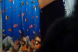 Hidden cam scene with my dark brown ex GF taking a shower