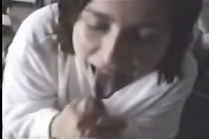 My wondrous dark brown black cock sluts strokes my jock with her throat and hands