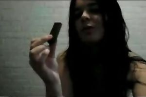 Webcam solo with my ex GF toying her cookie with a chocolate bar