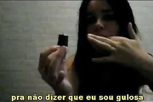 Webcam solo with my ex GF toying her cookie with a chocolate bar