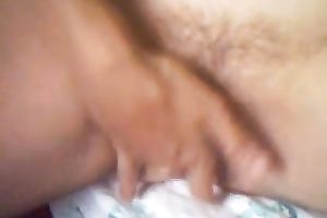 My hawt wifey kneads her milk shakes and hairless vagina in homemade solo video