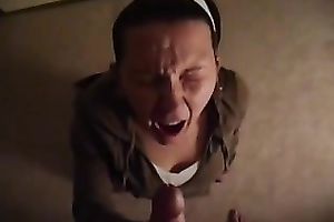 Nice cook jerking from a lustful dark brown legal age teenager and obivously a facial