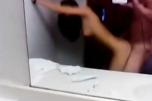 Pretty dark brown legal age teenager enjoys rear banging in the bath