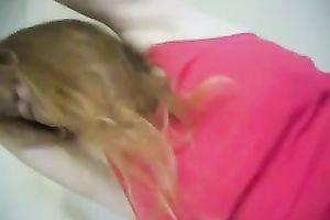 Blonde white white wife on the stool receives her bawdy cleft fingered hard