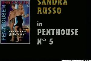 Blonde porn star Sandra Russo disrobes and enjoys group sex