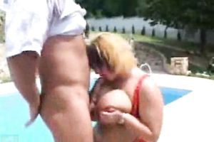 Plump wench with giant scoops likes reverse cowgirl position