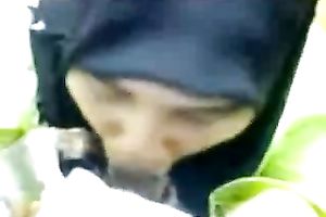 Shy Malay office wife in hijab blows my jock on webcam