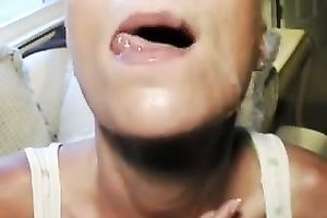 Blonde milf receives facialed by me and eats the cum in POV movie