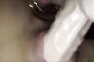 Fingering my vagina and pounding it with a large sex-toy